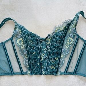 Victoria's Secret Dream Angels Teal Lace Floral Corset